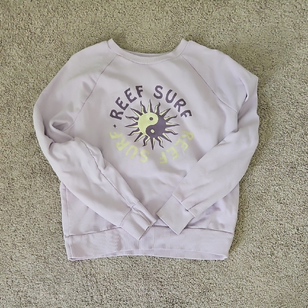 Reef Purple Crew Neck Sweatshirt with Graphic Design